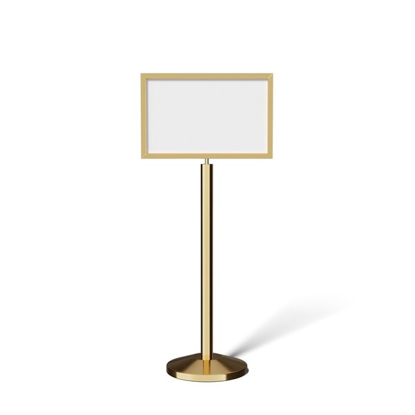 Montour Line Sign Frame Floor Standing 14 x 22 in. H Pol. Brass, PLEASE WAIT HERE FS200-1422-H-PB-PLSWAITHERE